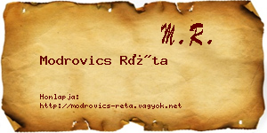 Modrovics Réta névjegykártya